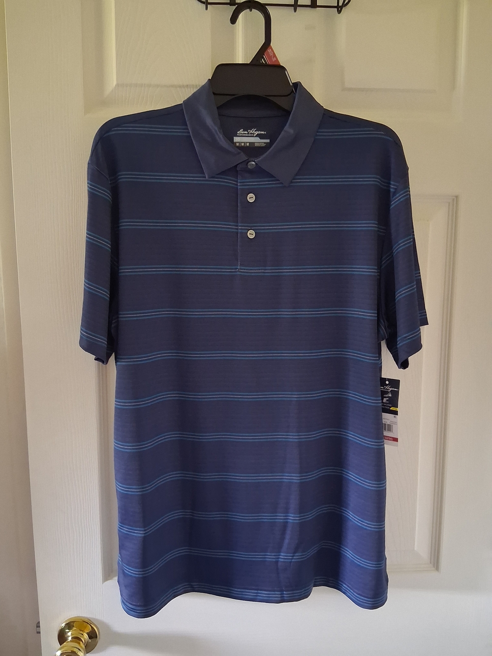 Ben Hogan Performance Blue Polo with Light Blue Stripes